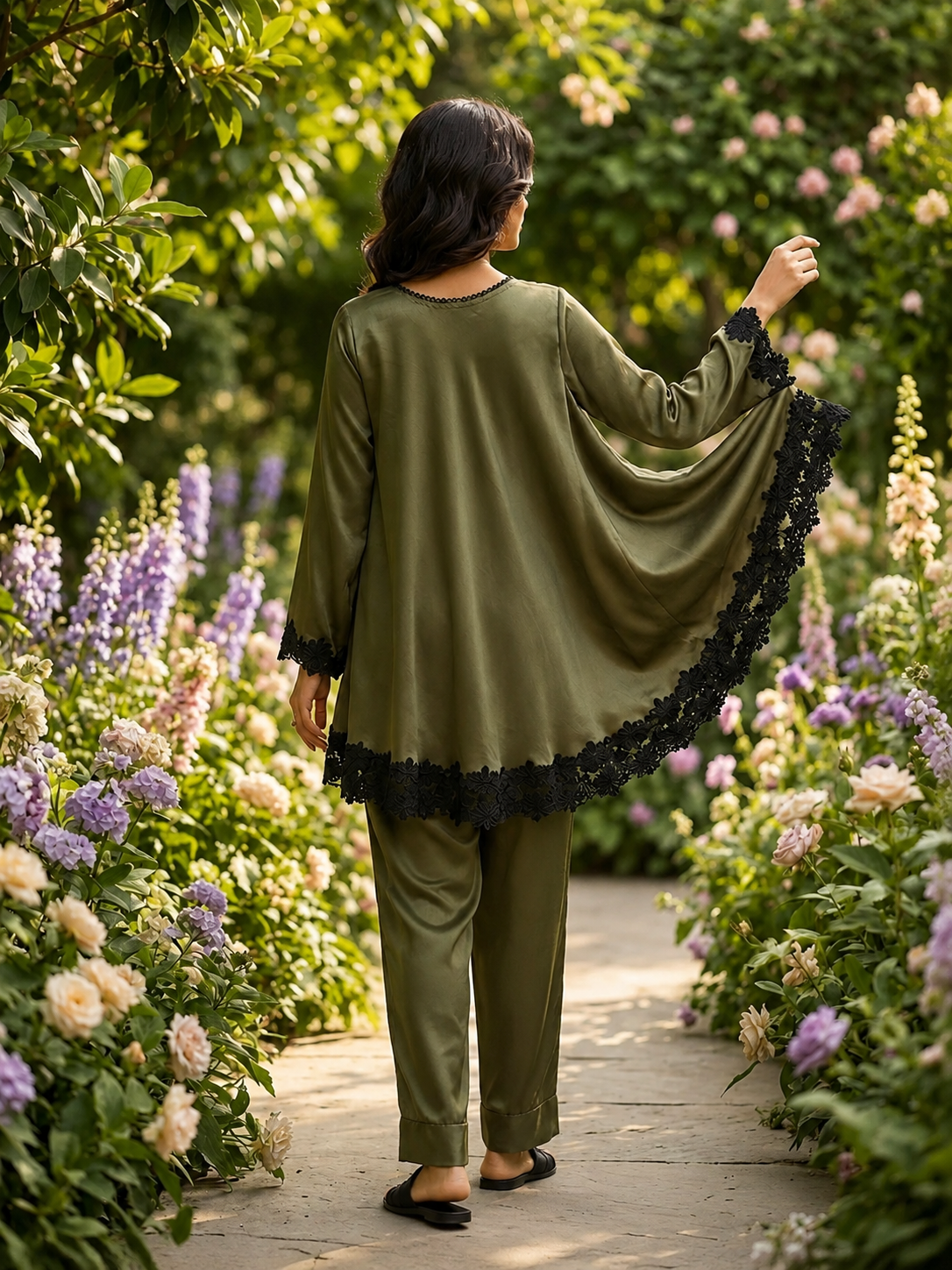 Olive Green Velvet Set - Image 3