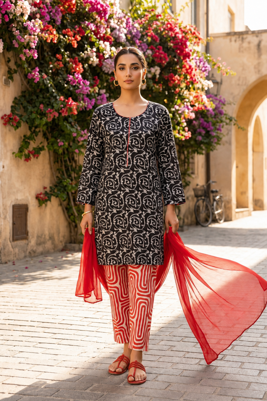 Black & Red Lawn Set