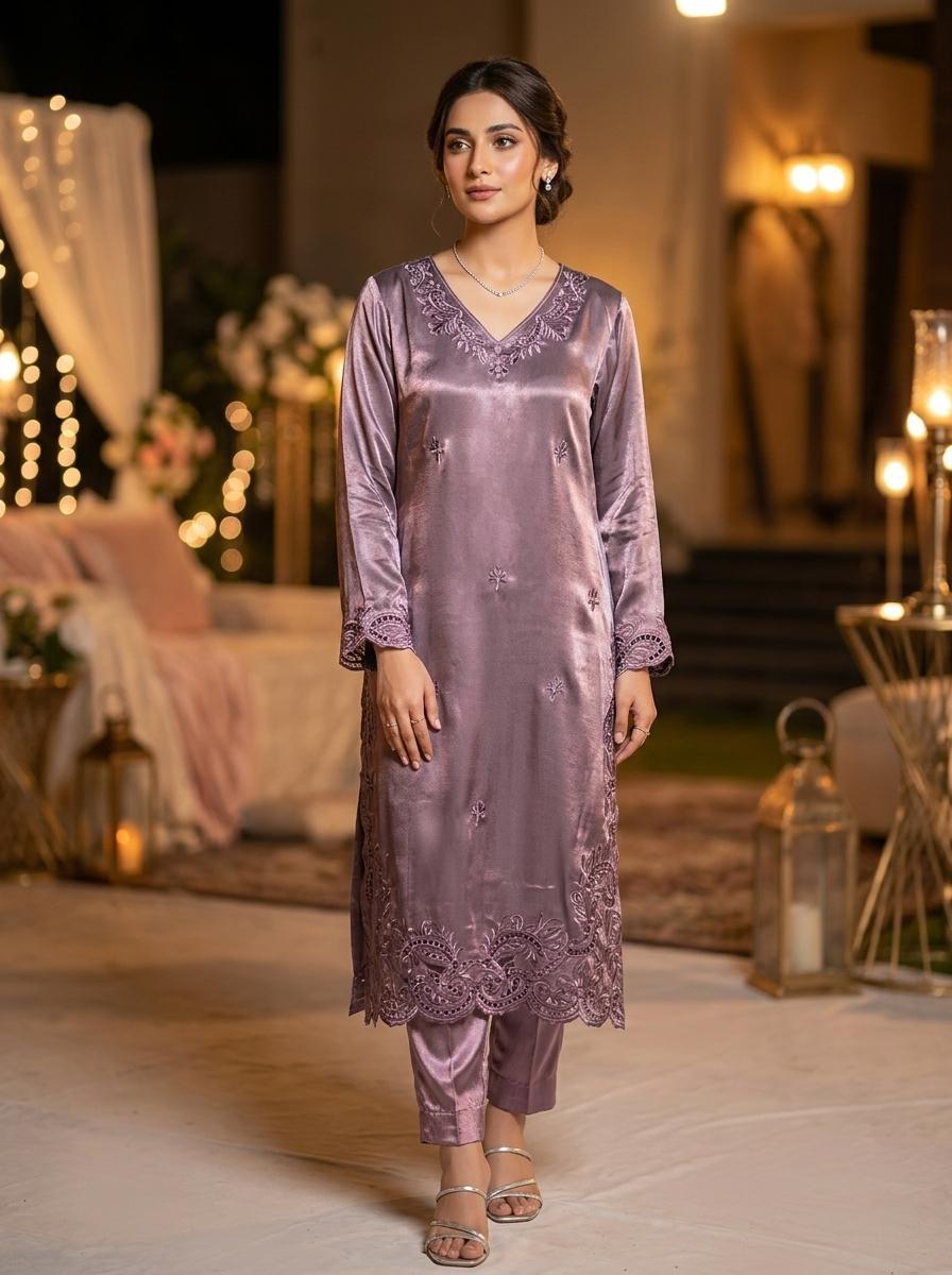 Purple Lava Velvet Cutwork Set - Image 3