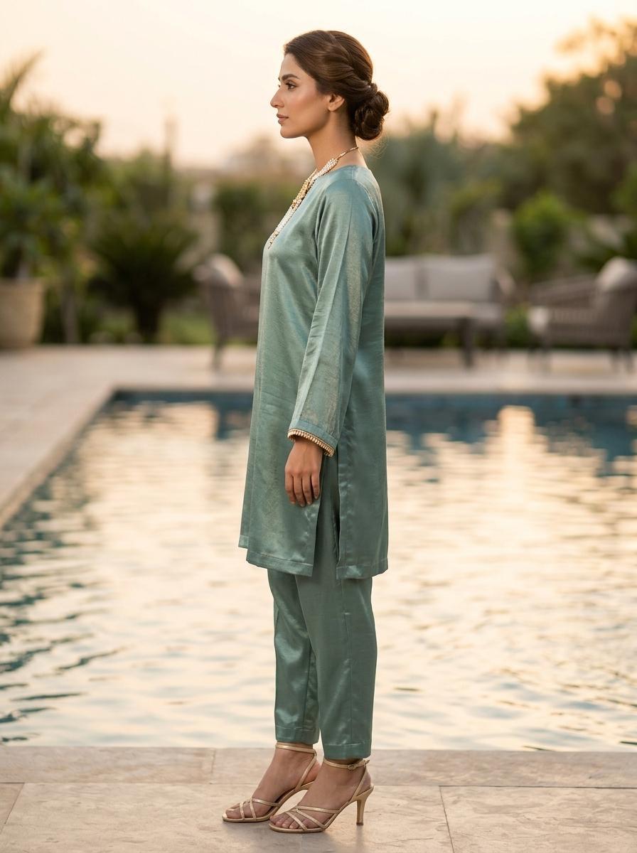 Sea Green Lava Silk Set - Image 3