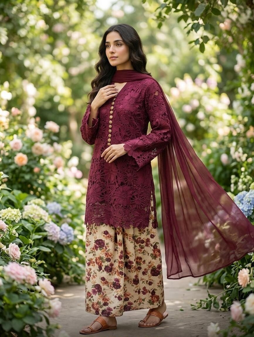 Maroon Querashia Set